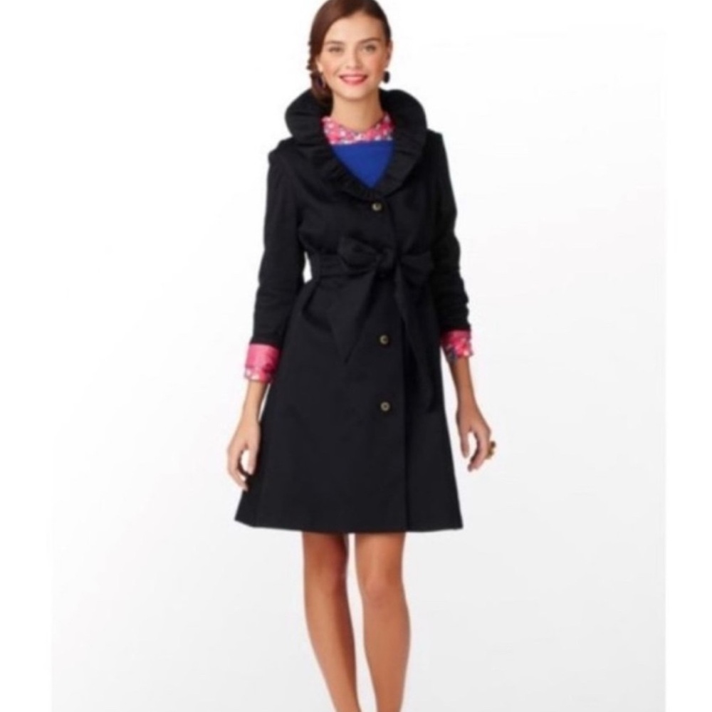 Lilly Pulitzer Black Ruffle Coat
